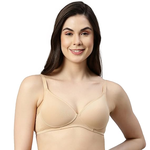 Enamor Supima Cotton Women's Plunge Lift Everyday T-Shirt Bra – Extra Comfort, Padded, Wirefree, Medium Coverage A039